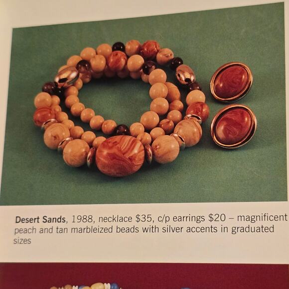 Avon 1988 Desert Sands Earrings in Box Peach Marbled Vintage Jewelry - Picture 2 of 8